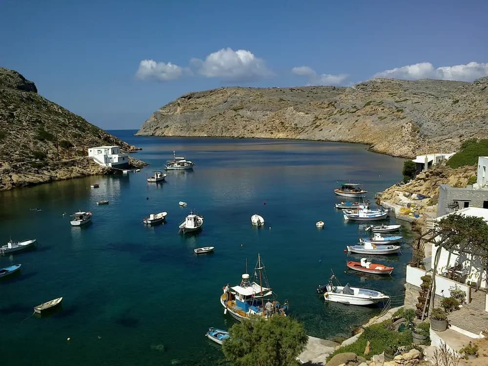 Fishing boats at Heronissos, the far north of Sifnos